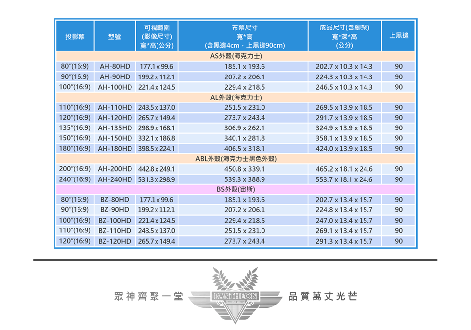 HD 家庭系列 豪華型電動銀幕