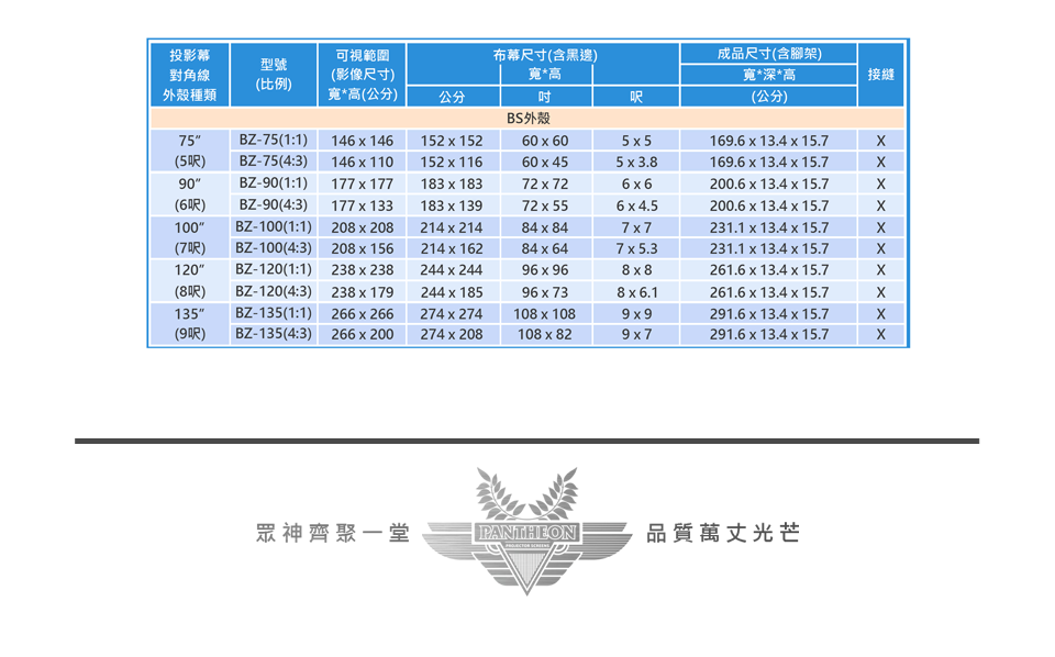 宙斯系列 超靜音電動銀幕